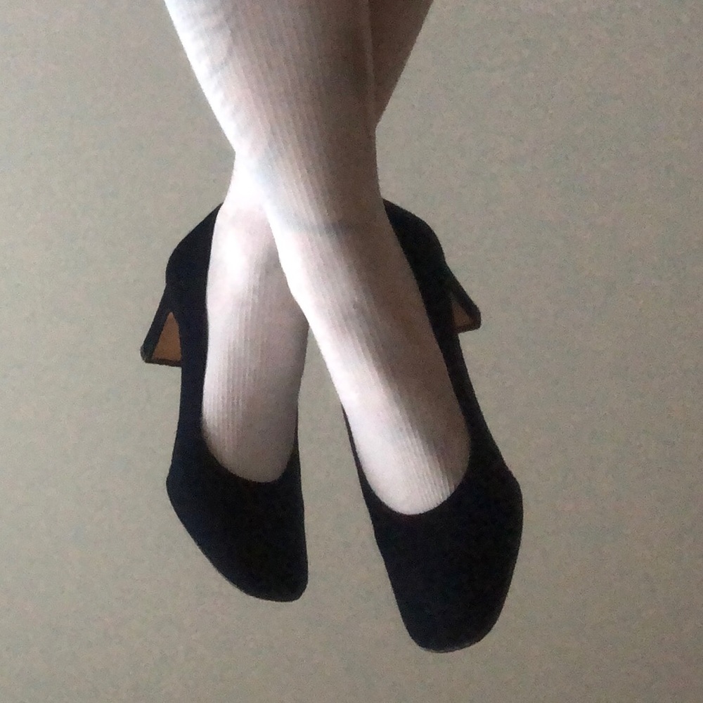 Navy blue block heel pumps shoes size 6.5